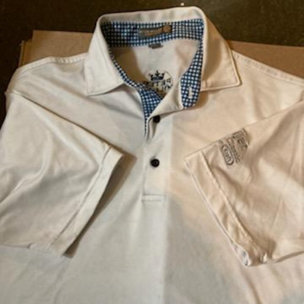 White Peter Millar Golf Polo with Checkered Collar